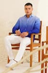 Shop_Eleven Brothers_Blue Linen Mirage Shirt _at_Aza_Fashions
