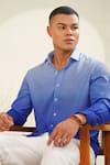 Eleven Brothers_Blue Linen Mirage Shirt _Online_at_Aza_Fashions
