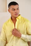Eleven Brothers_Yellow Linen Embroidery Duck Duty Shirt _Online_at_Aza_Fashions