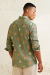 Shop_Eleven Brothers_Green Linen Safari Trunk Printed Shirt _at_Aza_Fashions