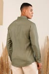 Shop_Eleven Brothers_Green Linen Toned Terrain Printed Shirt _at_Aza_Fashions