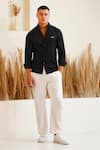 Buy_Eleven Brothers_Black Linen Embroidery Dark Horse Shirt _at_Aza_Fashions