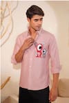 Eleven Brothers_Red Oxford Space Nova Cotton Shirt _Online_at_Aza_Fashions
