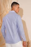 Shop_Eleven Brothers_Blue Oxford Embroidery Starboy Cotton Shirt _at_Aza_Fashions
