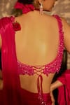 Krishna Padia_Pink Crepe Sequins, Embroidery Sweetheart Hand Pre-draped Saree With Blouse _Online_at_Aza_Fashions