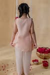 Shop_MR Brat_Peach Chanderi, Cotton Embroidery Angarkha Kurta And Pant Set _at_Aza_Fashions
