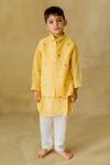 Buy_MR Brat_Yellow Muslin, Chanderi, Cotton Embroidery Starburst Nehru Jacket Set _at_Aza_Fashions