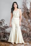 Buy_Rirasa_Ivory Tissue Beads, Embroidery Scoop Neck Kamini Top And Sharara Pant Set _at_Aza_Fashions