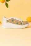 The Saree Sneakers_Beige Lemon Zest Sneakers _at_Aza_Fashions