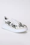 Shop_The Saree Sneakers_White Blackbird Embroidered Sneakers _Online_at_Aza_Fashions