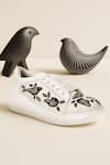 The Saree Sneakers_White Blackbird Embroidered Sneakers _at_Aza_Fashions