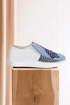 Shop_The Saree Sneakers_Blue Kantha Patchwork Slip-on Sneakers _Online_at_Aza_Fashions