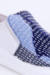 The Saree Sneakers_Blue Kantha Patchwork Slip-on Sneakers _at_Aza_Fashions