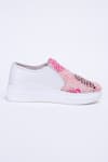 Buy_The Saree Sneakers_Pink Kantha Patchwork Slip-on Sneakers _Online_at_Aza_Fashions