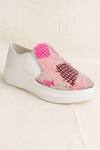 Buy_The Saree Sneakers_Pink Kantha Patchwork Slip-on Sneakers _at_Aza_Fashions