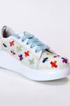 The Saree Sneakers_White Colored Cross Sneakers 