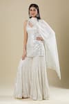 Buy_Seema Gujral_Ivory Sequins V-neck Embellished Sharara Set _at_Aza_Fashions