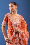 Sheetal Batra Orange Embroidery V-neck Burnt Kurta Sharara Set Online at Aza Fashions Sheetal Batra_Orange Embroidery V-neck Burnt Kurta Sharara Set_Online_at_Aza_Fashions