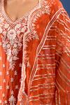 Buy Sheetal Batra Orange Embroidery V-neck Burnt Kurta Sharara Set Buy_Sheetal Batra_Orange Embroidery V-neck Burnt Kurta Sharara Set