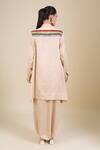 Shop_Aseem Kapoor_Beige Tissue Embroidery Collared Tunic And Draped Pant _at_Aza_Fashions