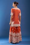 Shop Sheetal Batra Orange Embroidery V-neck Burnt Kurta Sharara Set at Aza Fashions Shop_Sheetal Batra_Orange Embroidery V-neck Burnt Kurta Sharara Set_at_Aza_Fashions
