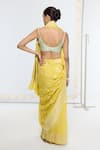 Ekaya Banaras_Yellow Georgette Embroidery Kadwa Pattern Saree With Running Blouse _Online_at_Aza_Fashions