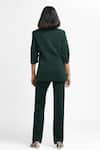 Shop_Ahi Clothing X AZA_Green Crepe Agatha 3-d Brooch Coat And Pant Set _at_Aza_Fashions