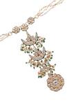 Shop_Tad Accessories_White Gold Finish Imitation Kundan Hathphool _at_Aza_Fashions