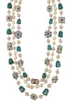 Shop_Tad Accessories_Green Gold Finish Kundan Necklace _at_Aza_Fashions
