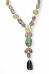 Buy_Tad Accessories_Green Gold Finish Agate Necklace _Online_at_Aza_Fashions