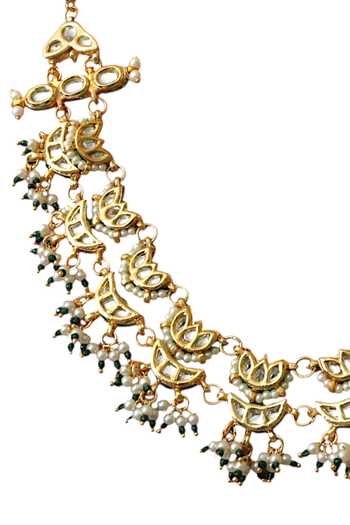 Tad Accessories_White Gold Finish Kundan Necklace _Online_at_Aza_Fashions