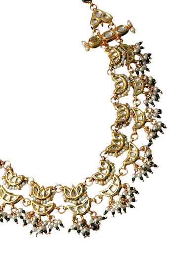 Shop_Tad Accessories_White Gold Finish Kundan Necklace _at_Aza_Fashions