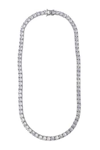 Shop_Tad Accessories_White Cubic Zirconia Finish Necklace _at_Aza_Fashions