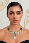 Buy_Tad Accessories_Multi Color Gold Finish Kundan Necklace _at_Aza_Fashions