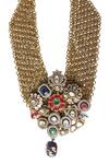 Shop_Tad Accessories_Multi Color Gold Finish Imitation Kundan Necklace_at_Aza_Fashions