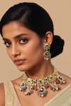 Buy_Tad Accessories_Gold Plated Crystals Finish Kundan Polki Necklace Set _at_Aza_Fashions