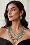 Buy_Tad Accessories_Green Stones Gold Finish Kundan Necklace Set _at_Aza_Fashions