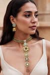 Buy_Tad Accessories_Multi Color Crystals Gold Finish Kundan Necklace Set _at_Aza_Fashions