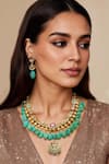 Buy_Tad Accessories_Turquoise Blue Kundan Polki Necklace Set _at_Aza_Fashions