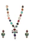 Shop_Tad Accessories_Multi Color Stones Kundan Polki Necklace Set _at_Aza_Fashions