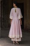 Shop_Preevin_Pink Chanderi Silk, Tulle Sequins, Big Border Onion Anarkali With Pant _at_Aza_Fashions