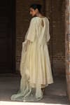 Shop_Preevin_Lime Chanderi Silk, Tulle Sequins, Embroidery Big Border Lemon Anarkali Set _at_Aza_Fashions
