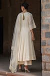 Shop_Preevin_Off White Cotton, Tulle Sequins, Embroidery Round Neck Big Border Anarkali Set _at_Aza_Fashions
