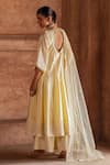 Shop_Preevin_Lime Chanderi Silk, Tulle Sequins, Embroidery Forest Lemon Anarkali With Pant _at_Aza_Fashions