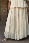 Preevin_Off White Cotton Sequins Round All Gathers Forest Embroidered Top With Skirt _Online_at_Aza_Fashions