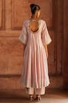 Shop_Preevin_Peach Chanderi Silk, Tulle Sequins, Embroidery Forest Onion Pink Anarkali Set _at_Aza_Fashions