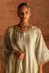 Shop_Preevin_Mint Chanderi Silk, Tulle Sequins, Embroidery Round Forest Anarkali With Pant _Online_at_Aza_Fashions