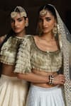 Shop_Preevin_Off White Chanderi Silk Gold And Fringe Lehenga Set With Embroidered Dupatta _Online_at_Aza_Fashions