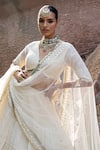 Preevin_Off White Chanderi Gold And Big Border Lehenga Set With Embroidered Dupatta _at_Aza_Fashions