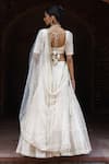 Shop_Preevin_Off White Chanderi Silk, Tulle Gold And Forest Lehenga Set With Dupatta _at_Aza_Fashions